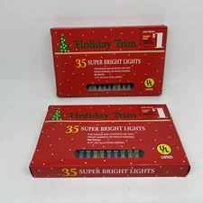Lot of 2 Vintage Holiday Trim Super Brights Multi 15ft 35 Ct NEW Christmas Light