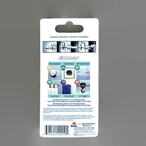 E-Z ANCOR BX42010 #6 1-1/4-in 50 libbre Mini Twist-N-Lock Ancoraggi muro a secco 12-Pk - Foto 2 di 2
