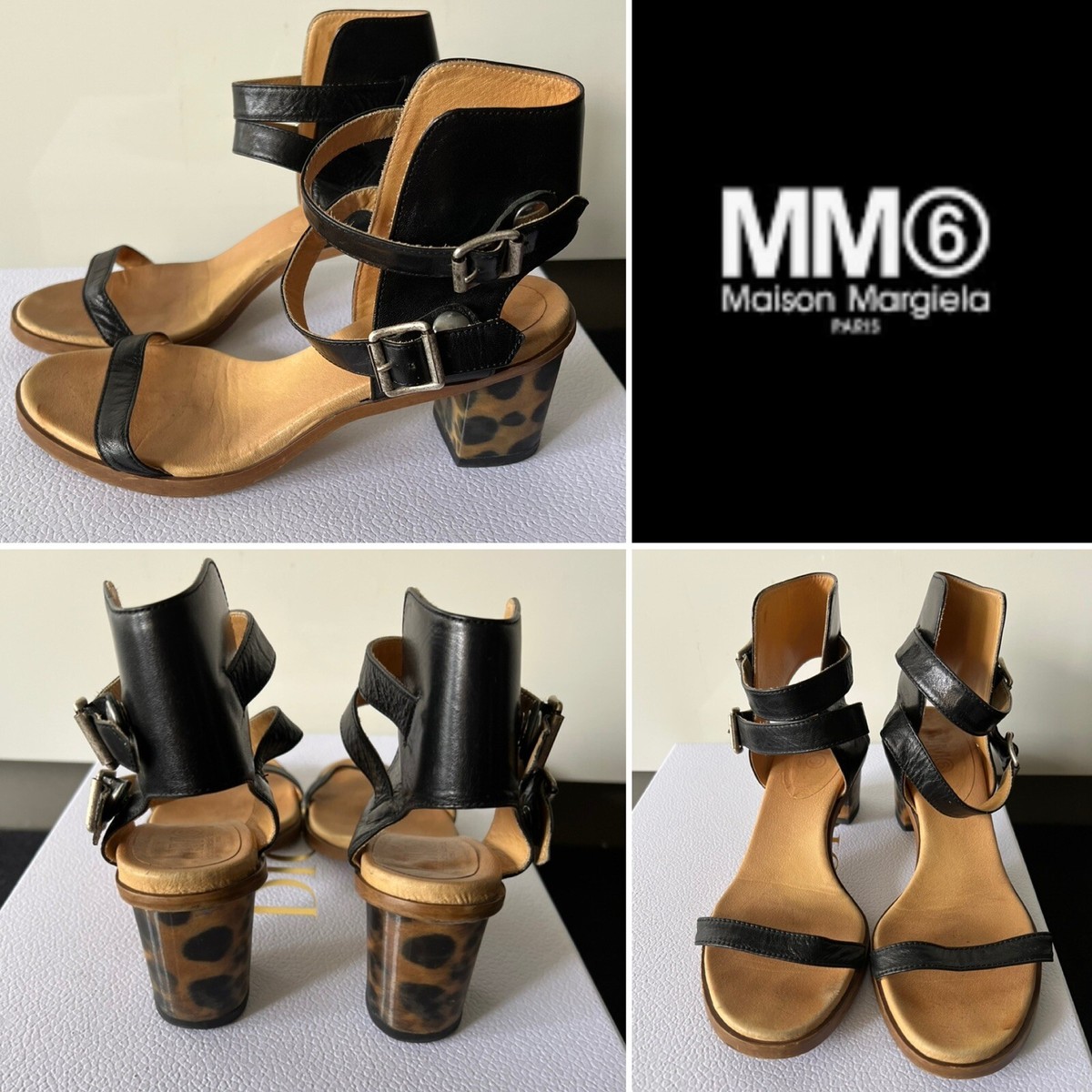 靴 MM6 Sandals MM6 Maison Margiela Webbing Leather Sandals | Black | FARFETCH