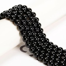 Black Onyx Smooth Round Beads 4mm 6mm 8mm 10mm 12mm 14mm 15.5" Strand