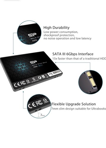 Silicon Power SSD 256GB 3D NAND A55 SLC Cache Performance Boost 2.5 inch SATA - Picture 6 of 7