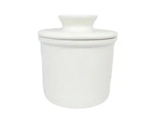 Sweese White Butter Crock Keeper Porcelain Covered Lid Storage Bell