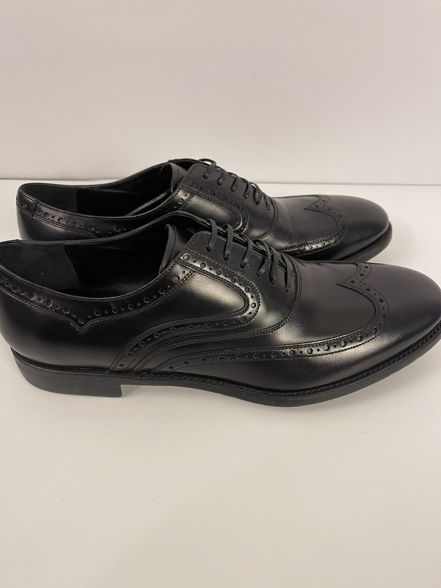 Salvatore Ferragamo Men's Black Leather Wingtip Oxford 10.5 Salvatore Ferragamo Men's Black Leather Wingtip Oxford 10.5