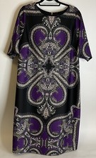 Roz & Ali Body Paisley Dress Plus Size 16 Short Sleeve STRETCHY Career Dress