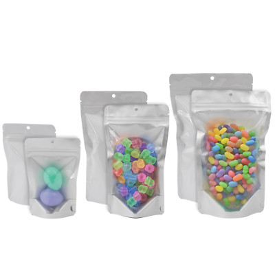 PackFreshUSA 5 Mil White & Clear Stand-Up Pouches Bags w/ Hang Hole - 1000 Pcs
