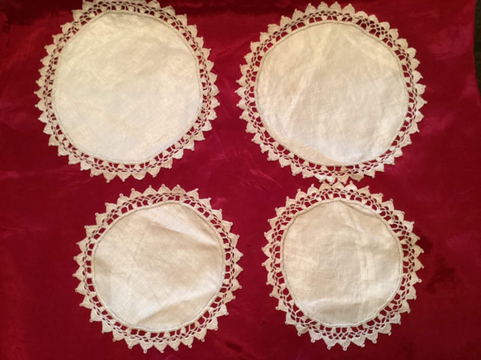 4 Vintage linen and lace doilies eBay