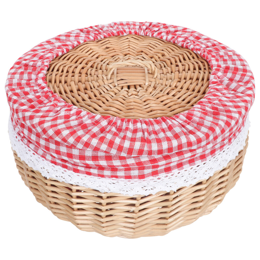 Rattan Storage Basket Bins Colander Veggie Tray with Lid Toy Fruit