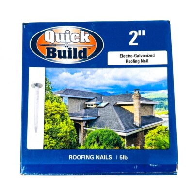 Quick Build 2EGRF5LB Electro Galvanized Roofing Nails 2 in, 11 ga - 5 lb Pack