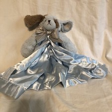 Bearington Baby Collection Blue Puppy Dog Waggles Security Blanket Lovey Satin