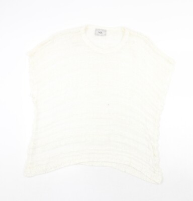 Weicher B Damen Pullover Elfenbein Rundhals Acrylmischung Größe L