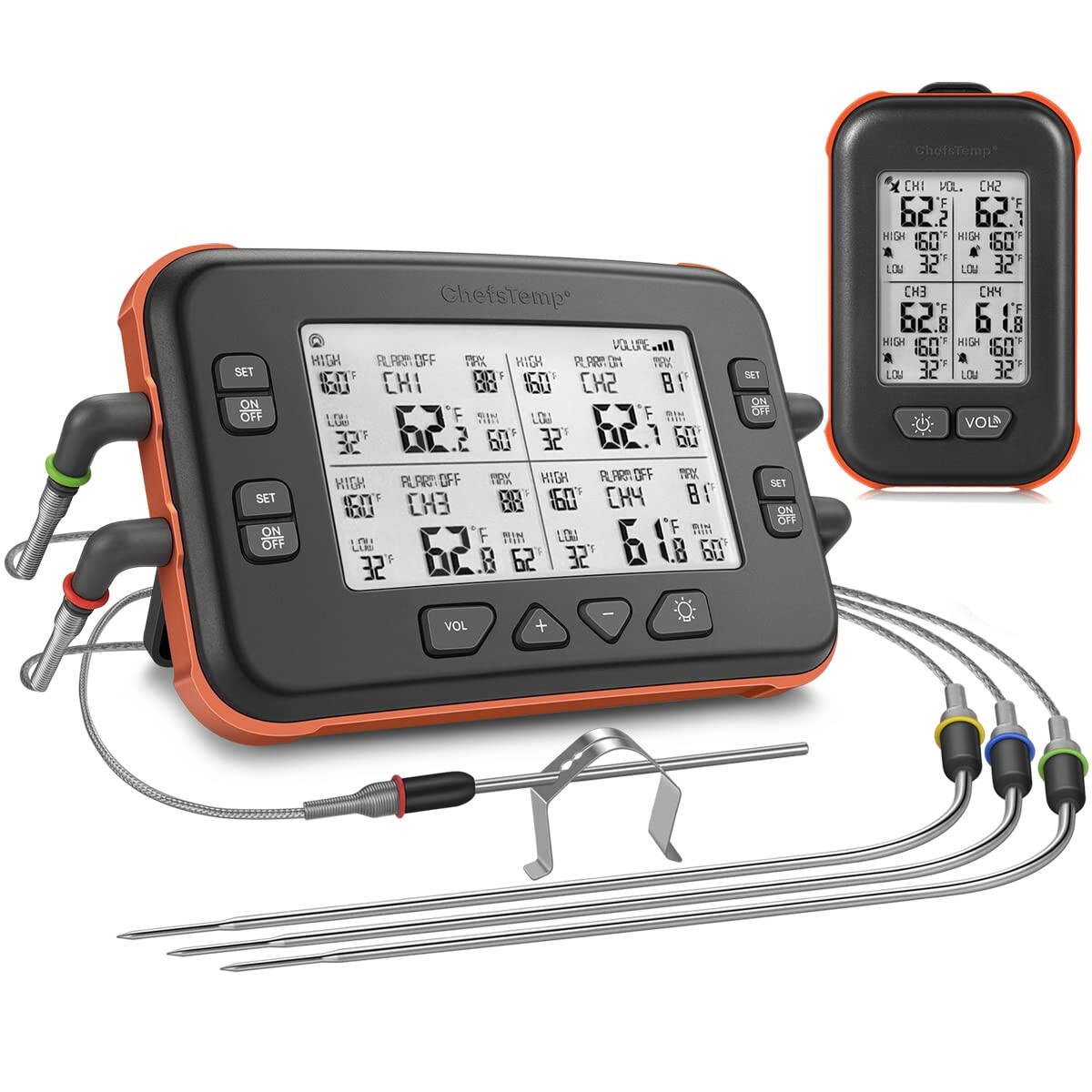 Wireless Meat Thermometer, 1000FT Long-Range BBQ Alarm