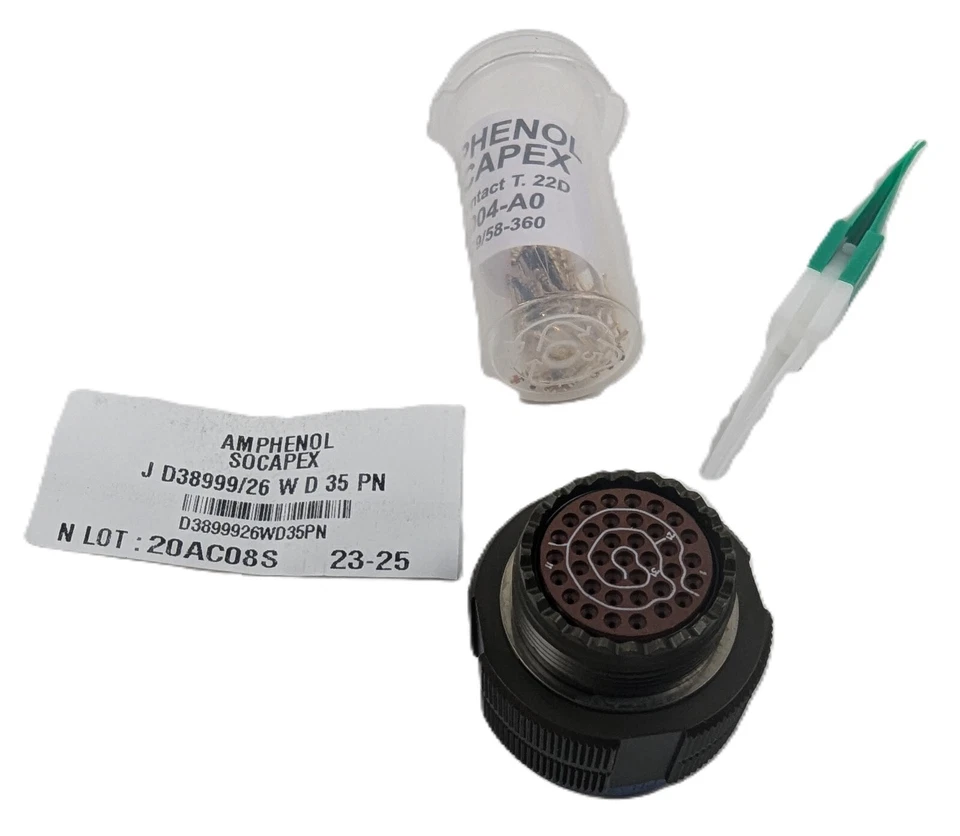 Amphenol D38999/26WD35PN Circular Connector MIL Spec 37 Pin w/Pins Shell 15 NEW - Image 3 of 4