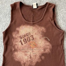 Harley Davidson Shirt Women Medium Brown Tank Top Sleeveless USA Made Vintage