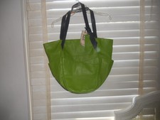 Nwt Olivia Harris By Joy Gryson~art To Wear~large Green Leather Bucket Purse Bag