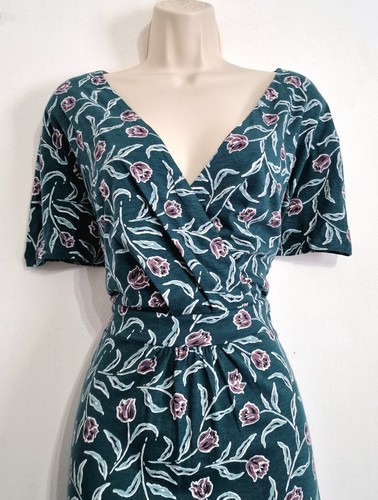 Seasalt Size 24 RRP £66 BNWT Teal Green Floral Pattern Jersey Petite Midi Dress - 第 19/23 張圖片