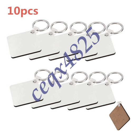 Sublimation Wooden Hard Board DIY Printing Key Rings Blank MDF Key Chain 10Pcs - Picture 1 of 6
