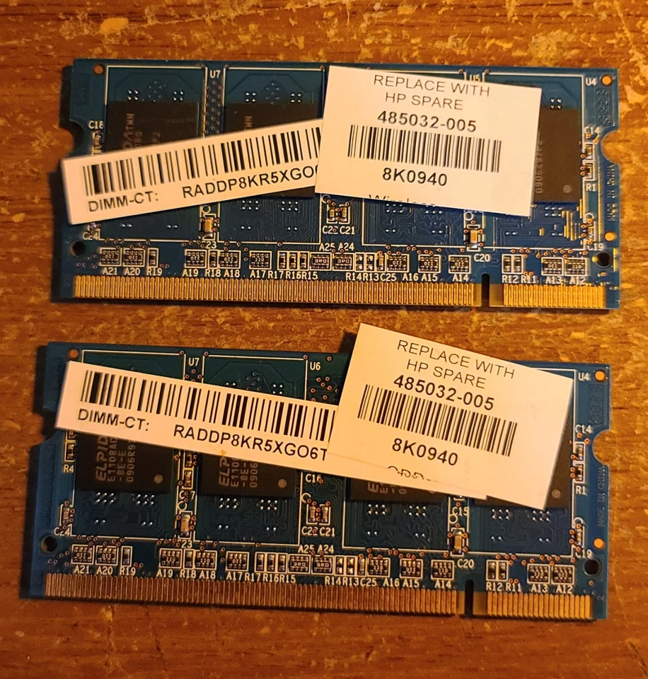 Ramaxel 2GB Laptop Ram Kit DDR2 2x 1GB PC2-6400 800MHz 485032-005 - Image 2 of 2