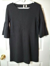 MOTH Anthropologie Chester Black Bell Sleeve Rayon Blend Sweater Dress Tunic S