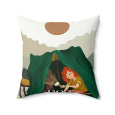 Princess Playing with dog Spun Polyester Square Pillow