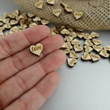 Love Tabletop Heart Confetti Engraved Wood Pack of 100 Wedding Decor Party Table