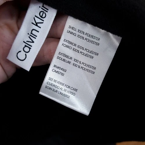 CALVIN KLEIN Jacket Mens XL Black Polar Fleece Lined Hooded Windbreaker $150 image 9