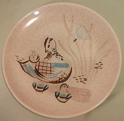Set of 2 PRISTINE VTG MCM Quail Red Wing Pottery Bob White Dinner Plates 10 3/4''
