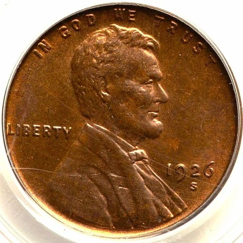 Lincoln Cent 1926-S, PCGS MS-63 RB! San Francisco mint. Lovely PQ Copper coin!