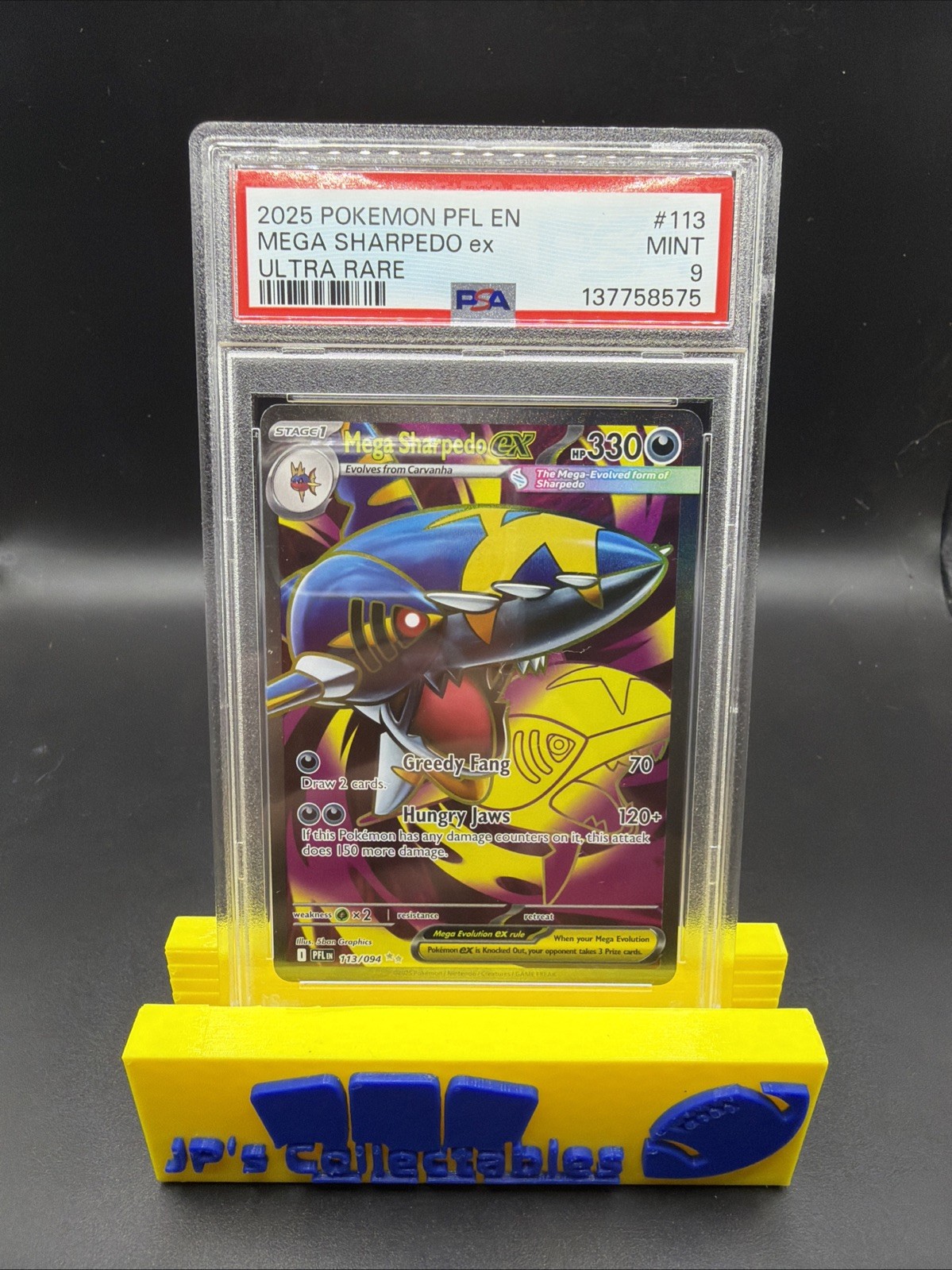2025 POKEMON PFL EN-PHANTASMAL FLAMES ULTRA RARE #113 MEGA SHARPEDO EX PSA 9