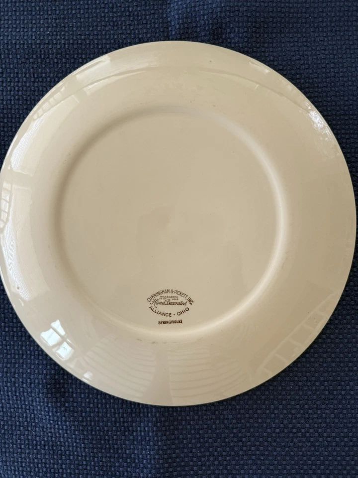 VINTAGE Spring Violets Cunningham & Pickett, purple, 22KT Gold Trim 10.25” Plate - Image 4 of 4