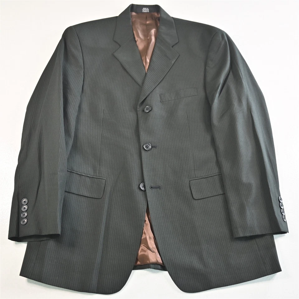 J Ferrar 38S 30x32 Black Striped Mens Jacket Pants Suit - Image 2 of 4
