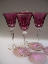 SAINT LOUIS CRISTALLO STELLA AMETISTA TAGLIO A BORDO ORO TRASPARENTE CALICE NUOVO 8,5