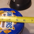 Snickers Advertising Tin Canister w/ Lid, Blue/Gold/White, 1985 Collectible — photo 9