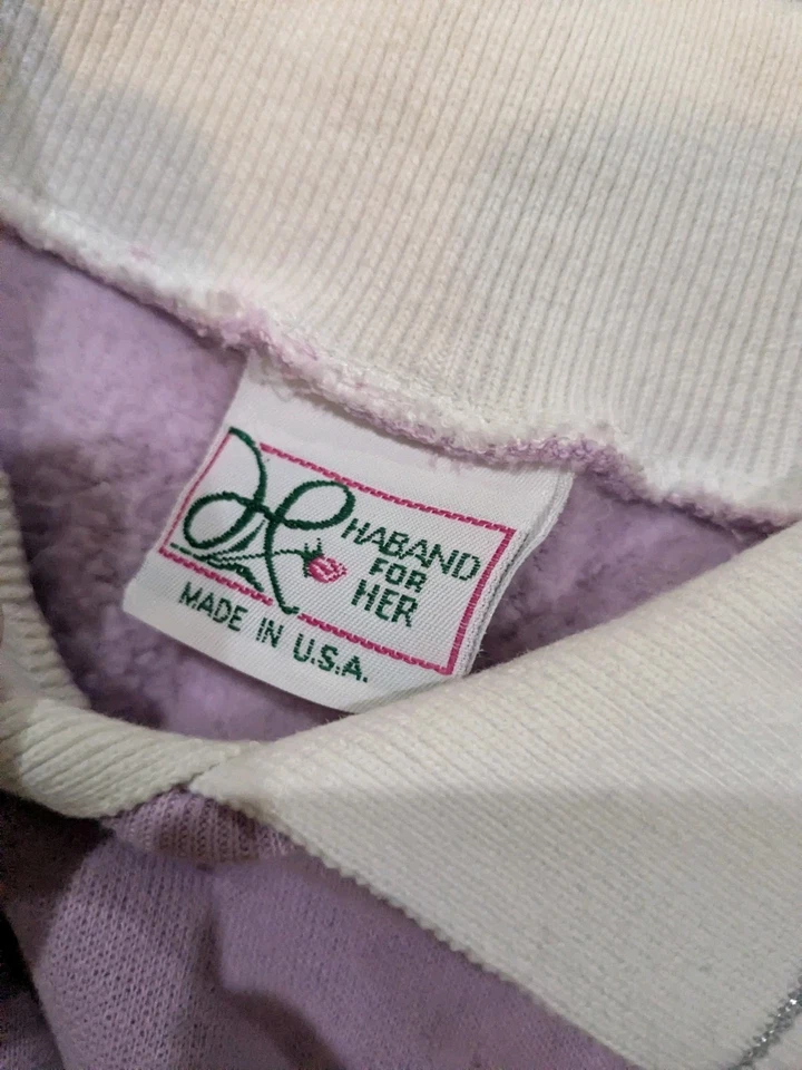 Sudadera Vintage Haband Puff Pintura Navidad Invierno Talla S Púrpura Hecha en Estados Unidos  Foto 3 de 4