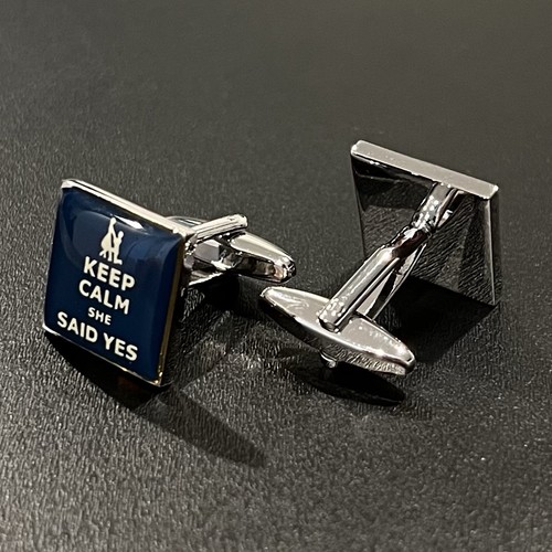 Keep Calm She Said Yes Cufflinks For Men Wedding Gift - Picture 4 of 6