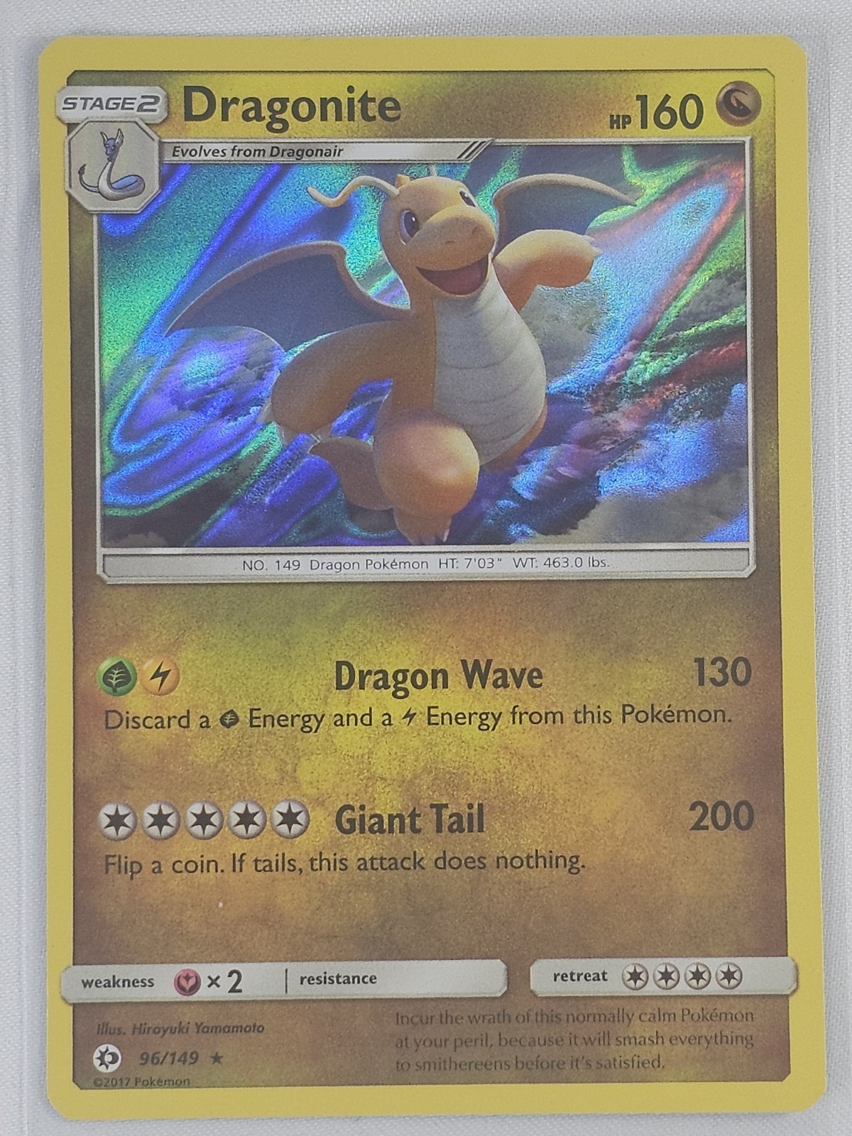 Pokemon Card Dragonite 96/149 Holo Sun & Moon NM