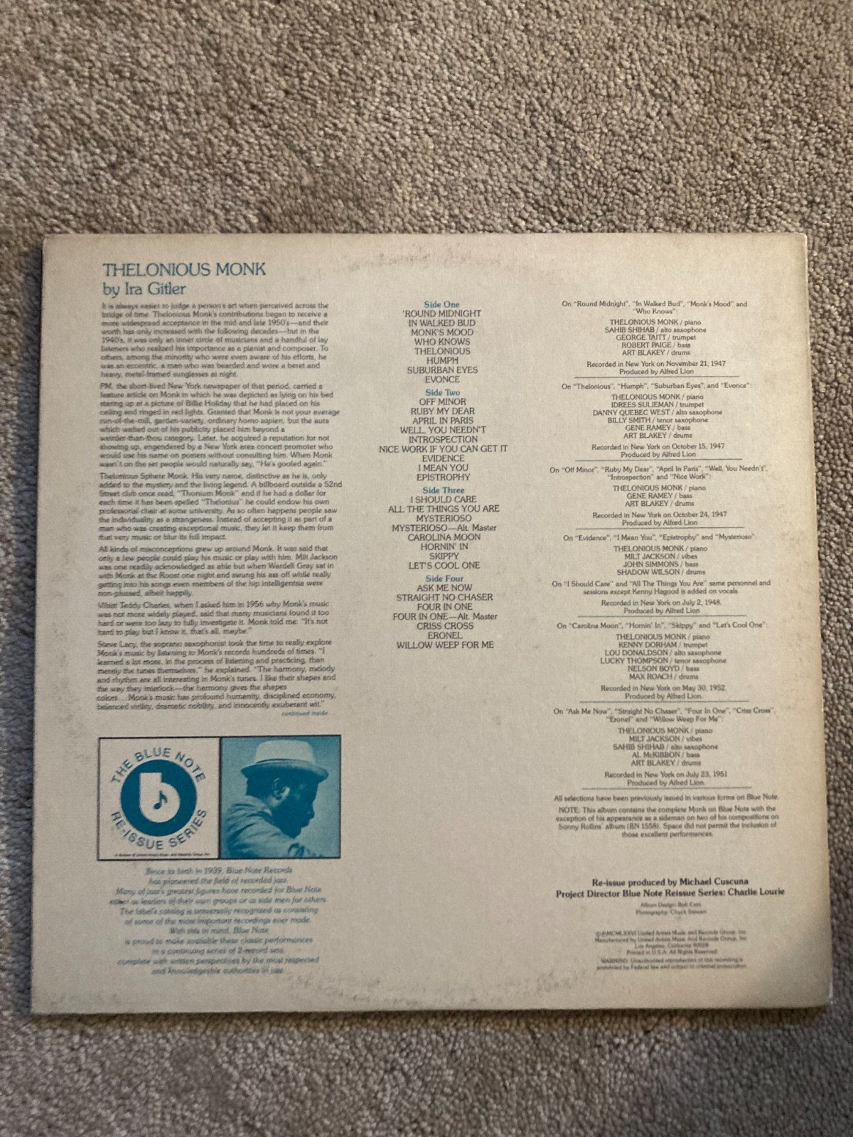 Red Note Genius 1 Thelonious Monk - COMPLETE GENIUS 1976 2xLP Blue Note Recordings Mono ...