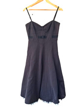 Karen Millen Women Little Black Party Prom Dress Uk10 Fit & Flare Netted Strappy