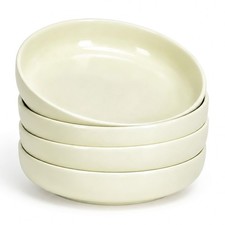 4 PCS 8 Inch Pasta Bowls 30 oz Porcelain Salad Serving Large Cream White