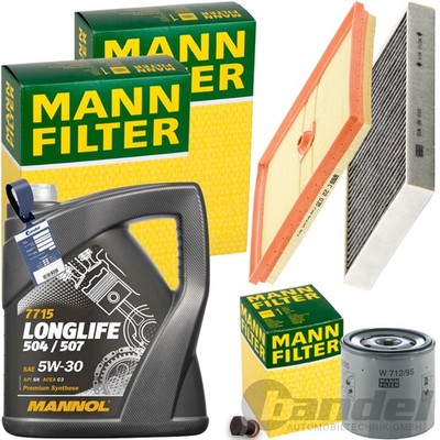 MANN INSPEKTIONSPAKET+5L MANNOL 504 5W-30 ÖL passend für VW POLO V SEAT AUDI 1.0