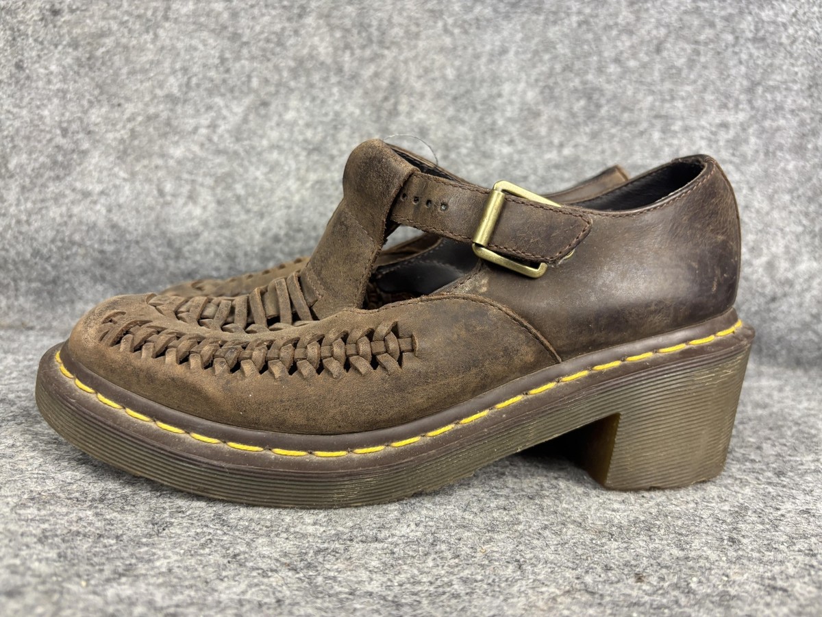 Dr. Martens Shoes Womens Size 8 Brown Mary Jane T-Bar Woven