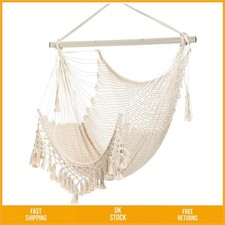 Large Soft Cotton Rope Hanging Hammock Chair Swing with Foldable Metal Bar 1pc