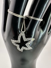 925 Sterling Silver FAS Starfish Crystal Glass Pendant Box Necklace 18" Italy