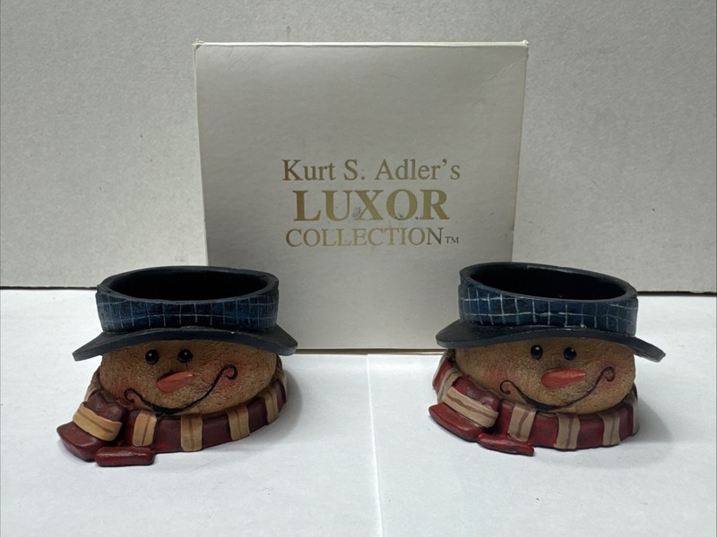 Kurt S Adler Luxor Collection Snowman Votive Candle Holders Rustic Christmas