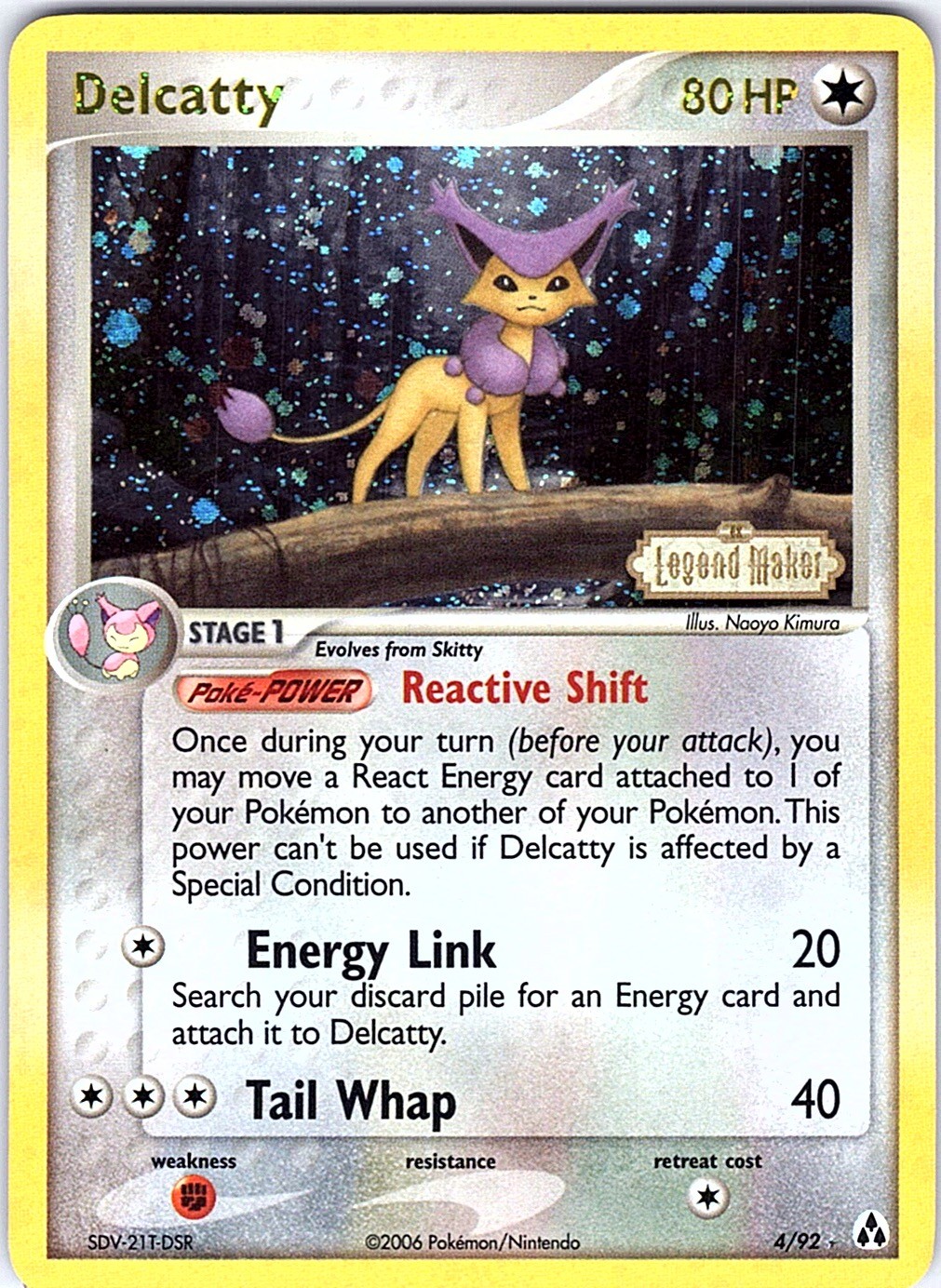 Delcatty Reverse Holo STAMPED Holo Rare Legend Maker 4/92 NM