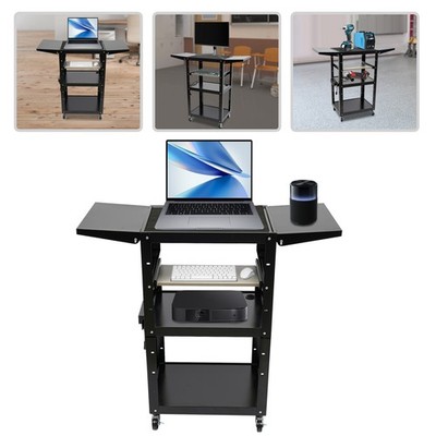 3 Tiers Black Rolling Cart Cart With Wheels Heavy Duty Rolling Work Station