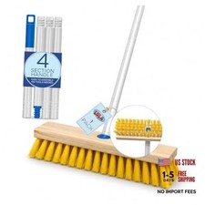 Deck Scrub Brush Outdoor Broom, Durable Bristles 1 Count Yellow and Silver