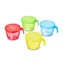 Plastic Snack Cups with Handles for Kids, Assorted Colors, Set of 4