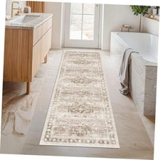Boho Long Bathroom Runner Rug 24 x 72 Washable Non Slip - Soft Stain Reistant