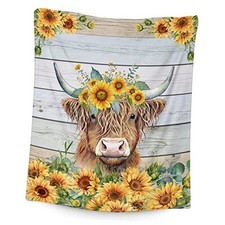 Highland Cow Blanket, Cute Cow Throw Blanket Gift for Women 50"x40" Color 1