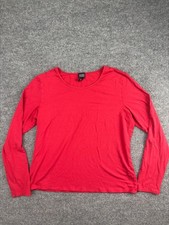 Eileen Fisher Long Sleeve T-Shirt Women's L Red Italian Fabric Top Made In USA